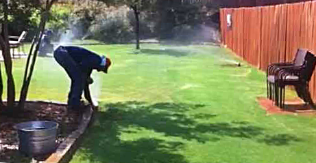 our Longmont techs adjust the coverage of sprinkler systems